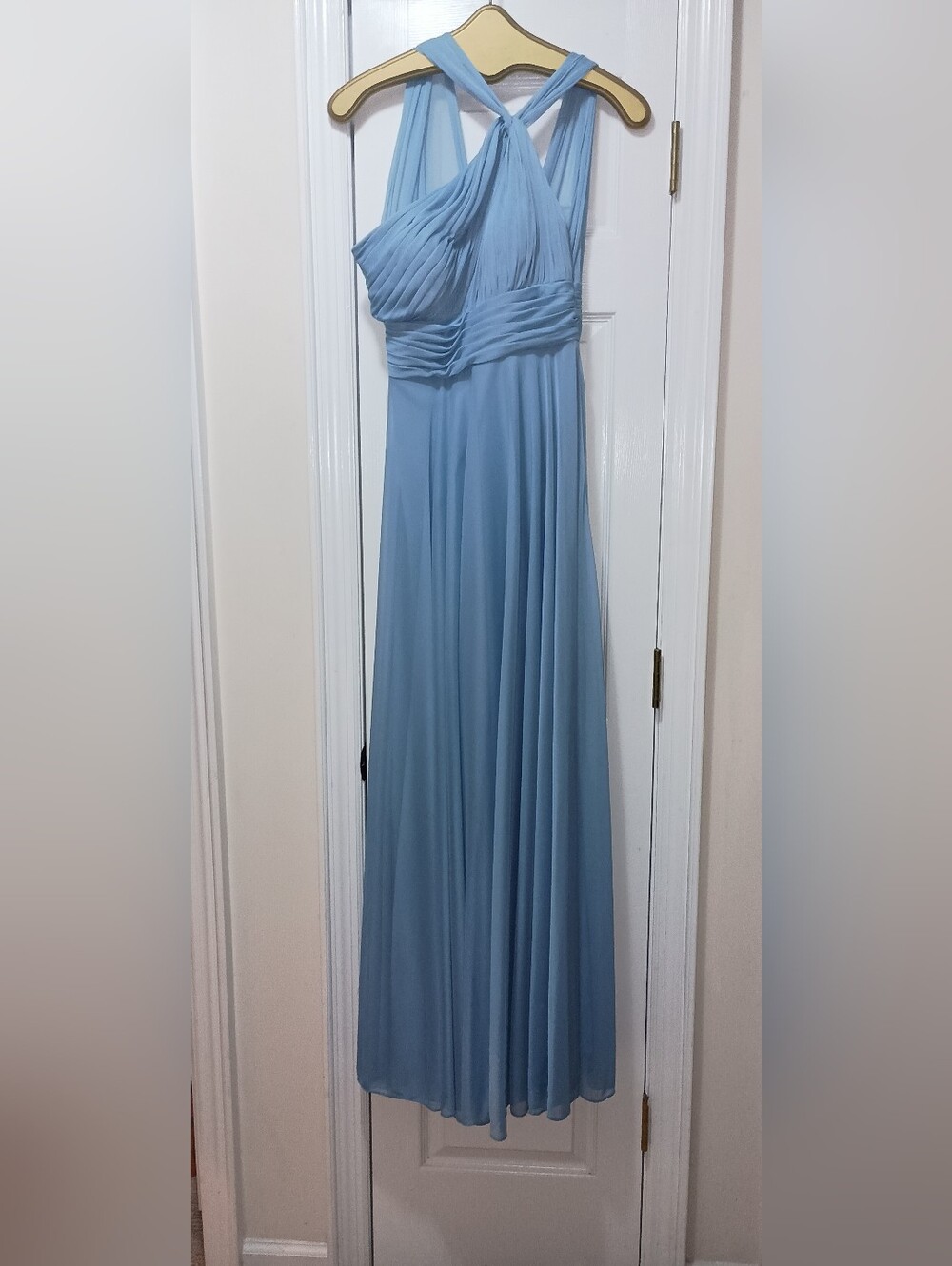 Azazie Charlize One-Shoulder Light Blue Chiffon Gown Size A4